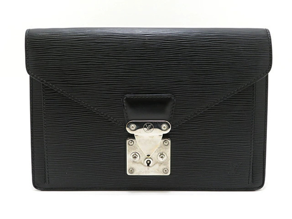 LOUIS VUITTON Shoulder Bag Pochette Sellier Dragonne Epi Noir Black